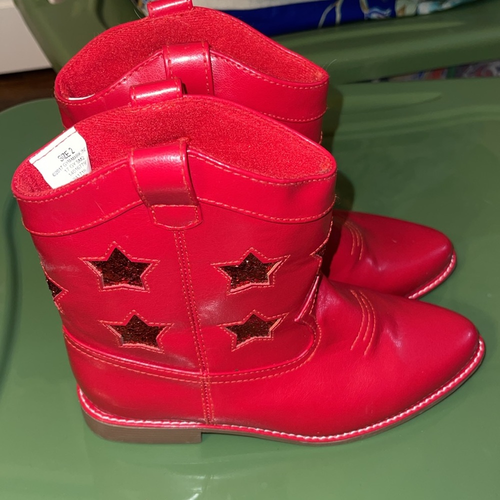 NEW GYMBOREE Girls cowboy boots star glitter red size 2 - Picture 5 of 5